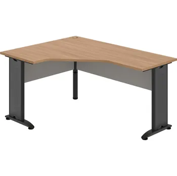 Psací stůl CEV 60 P – Stůl ergo pravý 160 × 120 cm - Višeň , Šedá , Černý kov