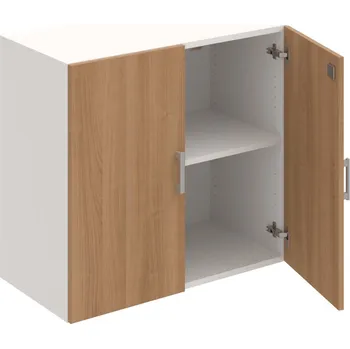 Policová skříň DZ 2 80 01 – Skříň policová dvéřová 74 × 80 cm - Višeň , Bílá , USH – hranatá