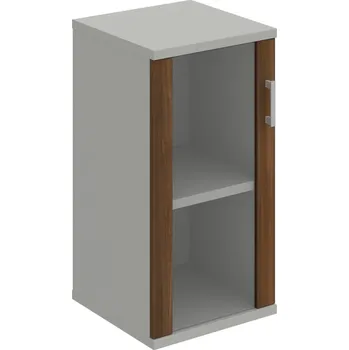 Policová skříň S 2 40 02 L – Skříň policová dvéřová 76,8 × 40 cm - Ořech , Šedá , USH – hranatá