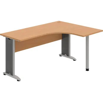 Psací stůl CE 60 L – Stůl ergo levý 160 × 120 cm - Buk , Buk , Šedý kov