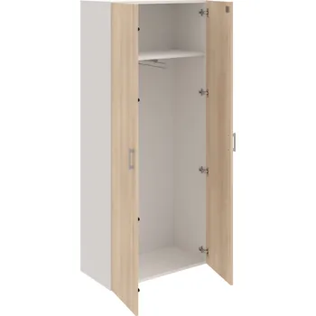 Policová skříň DZ 5 80 01 – Skříň šatní dvéřová 185 × 80 cm - Akát , Bílá , USH – hranatá
