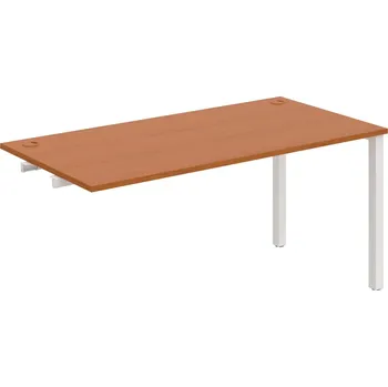 Psací stůl US 1600 R – Stůl pracovní délky 160 cm, k řetězení - Třešeň , Bílý kov