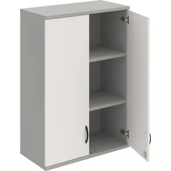 Policová skříň SZ 3 80 01 H – Skříň policová dvéřová 115,2 × 80 cm - Bílá , Šedá , UCO – černá