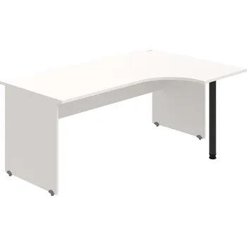 Psací stůl GE 1800 60 L – Stůl ergo 180 × 120 cm, levý - Bílá , Bílá , Černý kov