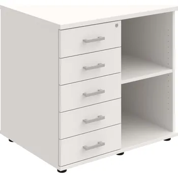 SPKZ 3 80 60 L N – Skříňka ke stolu, levá, s centrálním zamykáním - Bílá , Bílá , USH – hranatá