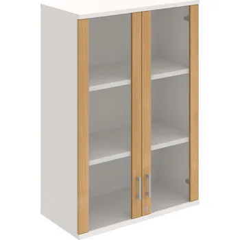 Policová skříň SZ 3 80 04 H – Skříň policová dvéřová 115,2 × 80 cm - Dub , Bílá , USH – hranatá