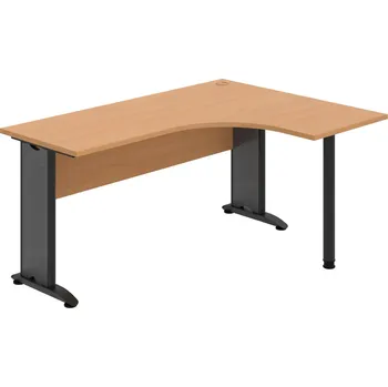 Psací stůl CE 60 L – Stůl ergo levý 160 × 120 cm - Buk , Buk , Černý kov