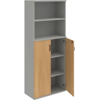 SZ 5 80 04 – Skříň policová dvéřová 192 × 80 cm - Dub , Šedá , UCO – černá