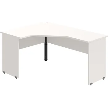 Psací stůl GEV 60 P – Stůl ergo pravý 160 × 120 cm - Bílá , Bílá , Černý kov