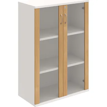 Policová skříň SZ 3 80 04 – Skříň policová dvéřová 115,2 × 80 cm - Dub , Bílá , USN – Hobis