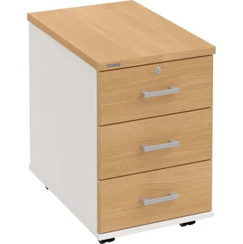 Zásuvkový kontejner K 33 Z P – Kontejner, 3 zásuvky, uzamykatelný, léta podél, hl. 60 cm - Dub , Bílá , USH – hranatá