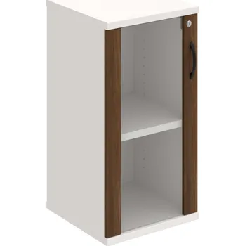 Policová skříň SZ 2 40 02 L – Skříň policová dvéřová 76,8 × 40 cm - Ořech , Bílá , UCO – černá