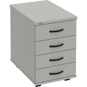 Zásuvkový kontejner K 34 C P – Kontejner, 4 zásuvky, cent. zamykání, léta podél, hl. 60 cm - Šedá , Šedá , UCO – černá