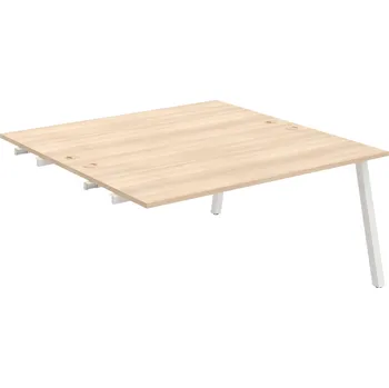 Psací stůl USD A 1600 R – Stůl pracovní 160 × 160 cm, k řetězení - Akát , Bílý kov