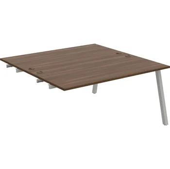 Psací stůl USD A 1600 R – Stůl pracovní 160 × 160 cm, k řetězení - Ořech , Šedý kov