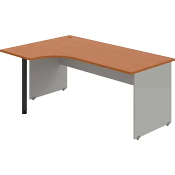 Psací stůl GE 1800 60 P – Stůl ergo 180 × 120 cm, pravý - Třešeň , Šedá , Černý kov