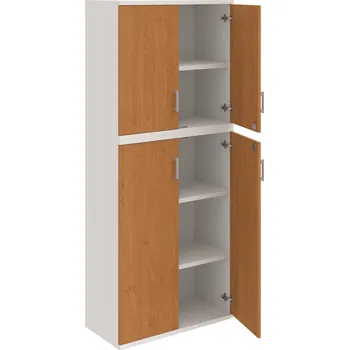 Policová skříň SZ 5 80 06 – Skříň policová dvéřová 192 × 80 cm - Olše , Bílá , USH – hranatá