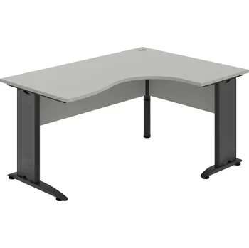 Psací stůl CE 2005 L – Stůl ergo levý 160 × 120 cm - Šedá , Šedá , Černý kov