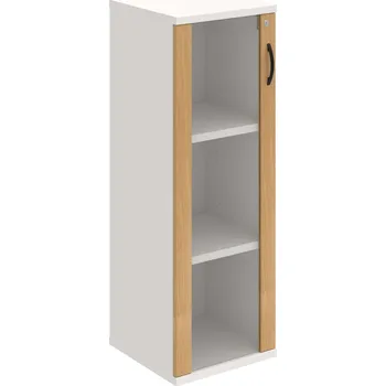 Policová skříň SZ 3 40 02 L – Skříň policová dvéřová 115,2 × 40 cm - Dub , Bílá , UCO – černá