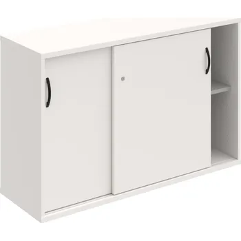 Policová skříň SZ 2 120 02 – Skříňka s posuv. dveřmi 76,8 × 120 cm - Bílá , Bílá , UCO – černá