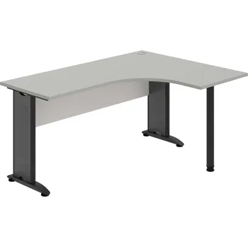 Psací stůl CE 60 L – Stůl ergo levý 160 × 120 cm - Šedá , Bílá , Černý kov
