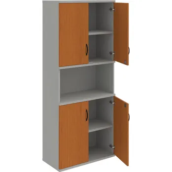 Policová skříň SZ 5 80 05 – Skříň policová dvéřová 192 × 80 cm - Třešeň , Šedá , UCO – černá