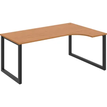 Psací stůl UE O 1800 L – Stůl ergo 180 × 120 cm, levý - Olše , Černý kov