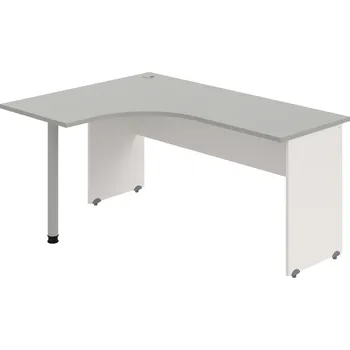 Psací stůl GE 60 P – Stůl ergo pravý 160 × 120 cm - Šedá , Bílá , Šedý kov