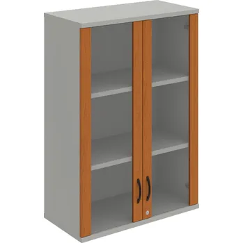 Policová skříň SZ 3 80 04 H – Skříň policová dvéřová 115,2 × 80 cm - Třešeň , Šedá , UCO – černá