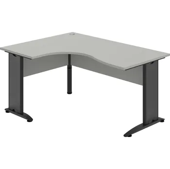 Psací stůl CE 2005 P – Stůl ergo pravý 160 × 120 cm - Šedá , Šedá , Černý kov