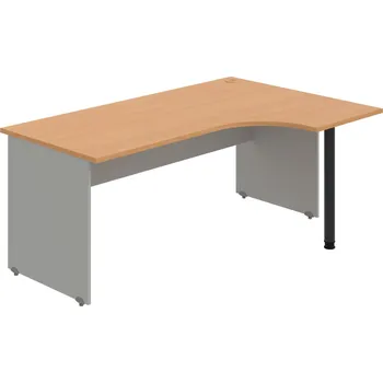 Psací stůl GE 1800 60 L – Stůl ergo 180 × 120 cm, levý - Buk , Šedá , Černý kov