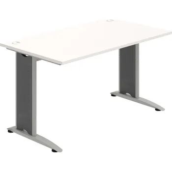 Psací stůl FS 1400 – Stůl pracovní rovný 140 cm - Bílá , Šedý kov