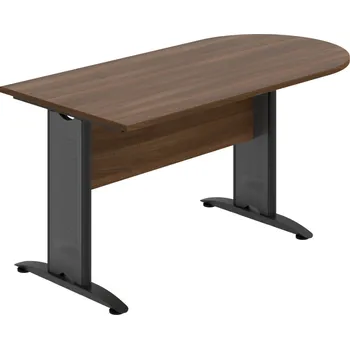 Jednací stůl CP 1600 1 – Stůl jednací oblouk 160 cm - Ořech , Ořech , Černý kov