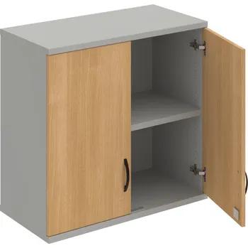 Policová skříň SZ 2 80 01 H – Skříň policová dvéřová 76,8 × 80 cm - Dub , Šedá , UCO – černá
