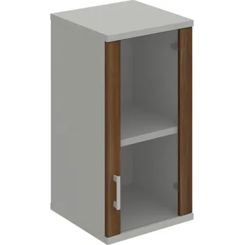 Policová skříň S 2 40 02 P H – Skříň policová dvéřová 76,8 × 40 cm - Ořech , Šedá , USH – hranatá