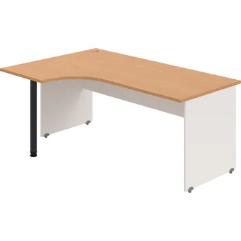 Psací stůl GE 1800 60 P – Stůl ergo 180 × 120 cm, pravý - Buk , Bílá , Černý kov