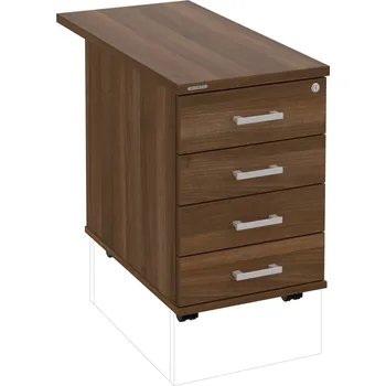 Zásuvkový kontejner K 34 C P 80 – Kontejner, 4 zásuvky, cent. zamykání, léta podél, hl. 80 cm - Ořech , Ořech , USH – hranatá