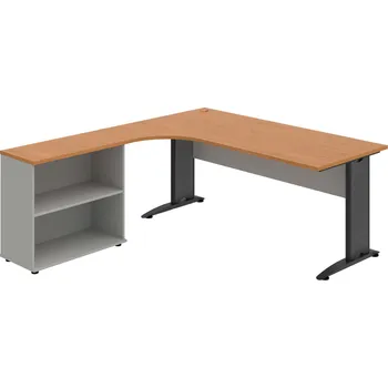 Psací stůl CE 1800 H P – Sestava pravá 180 cm - Olše , Šedá , Černý kov