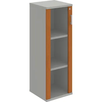 Policová skříň SZ 3 40 02 L – Skříň policová dvéřová 115,2 × 40 cm - Třešeň , Šedá , USH – hranatá