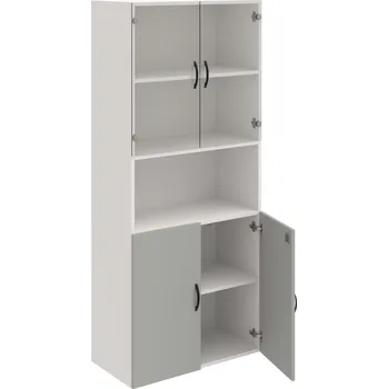 Policová skříň DZ 5 80 07 – Skříň policová dvéřová 185 × 80 cm - Šedá , Bílá , UCO – černá