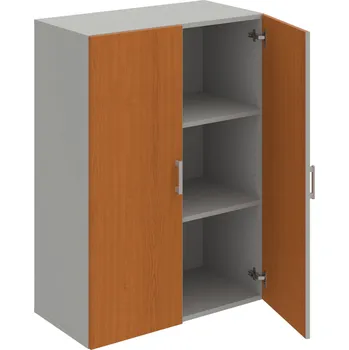 Policová skříň D 3 80 01 – Skříň policová dvéřová 111 × 80 cm - Třešeň , Šedá , USH – hranatá