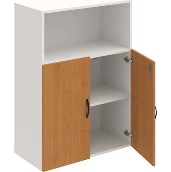 Policová skříň DZ 3 80 02 – Skříň policová dvéřová 111 × 80 cm - Olše , Bílá , UCO – černá