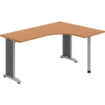 Psací stůl FE 60 L – Stůl ergo levý 160 × 120 cm - Olše , Šedý kov