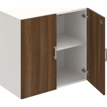 Policová skříň DZ 2 80 01 – Skříň policová dvéřová 74 × 80 cm - Ořech , Bílá , USH – hranatá