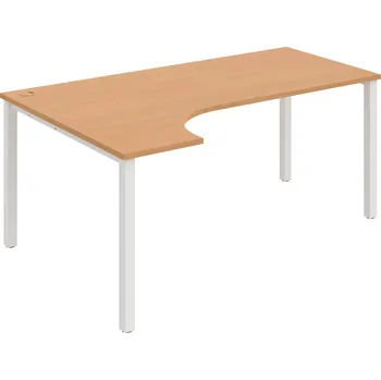 Psací stůl UE 1800 P – Stůl ergo pravý 180 × 120 cm - Buk , Bílý kov