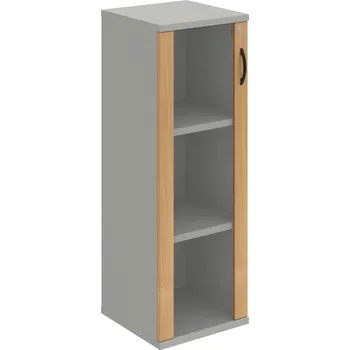 Policová skříň SZ 3 40 02 L – Skříň policová dvéřová 115,2 × 40 cm - Dub , Šedá , UCO – černá