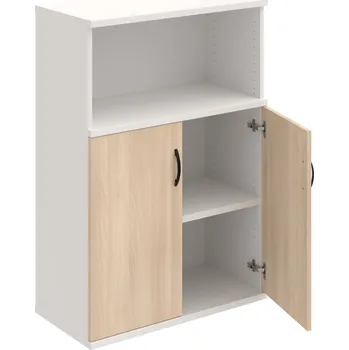 Policová skříň S 3 80 02 – Skříň policová dvéřová 115,2 × 80 cm - Akát , Bílá , UCO – černá