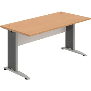 Psací stůl CS 1600 – Stůl pracovní rovný 160 cm - Buk , Bílá , Šedý kov