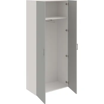 Policová skříň D 5 80 01 – Skříň šatní dvéřová 185 × 80 cm - Šedá , Bílá , USH – hranatá