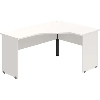 Psací stůl GEV 60 L – Stůl ergo levý 160 × 120 cm - Bílá , Bílá , Černý kov